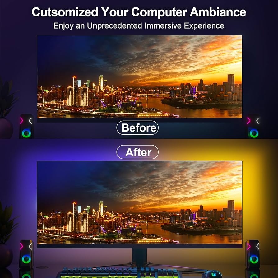 Monitor Backlight for Win PC – Gaming Light Strip with Upgraded Software (Required), 6.5ft LED Strip Sync to 19-32 Inch Screen, Enhanced Color Matching & Immersive Lighting for Games/Movies/Music