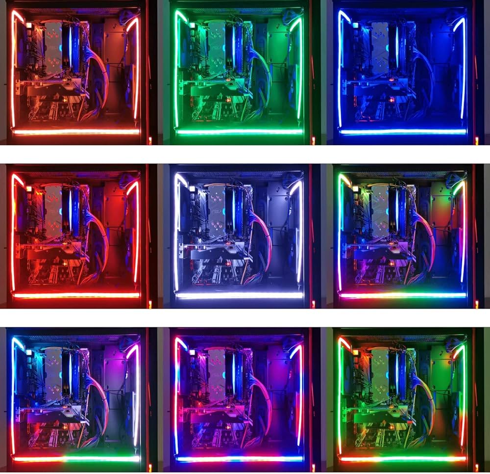 airgoo Addressable RGB PC LED Strip, AG-NEON-LS1 Diffused Silicon Rubber Tube Neon Strip, for 5V 3-pin argb Header or AG-DRGB16 SignalRGB Controller(Not Included), Come with Magnetic Brackets