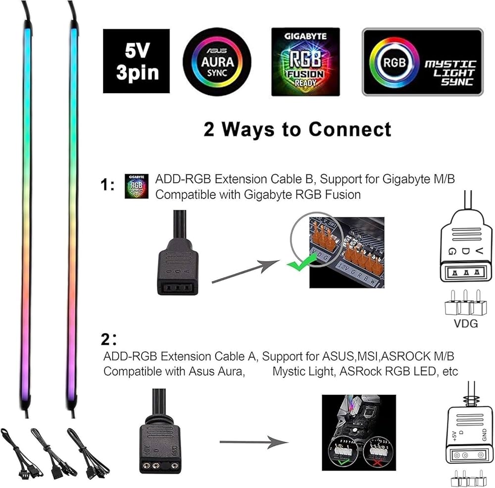 airgoo Addressable RGB PC LED Strip, AG-NEON-LS1 Diffused Silicon Rubber Tube Neon Strip, for 5V 3-pin argb Header or AG-DRGB16 SignalRGB Controller(Not Included), Come with Magnetic Brackets