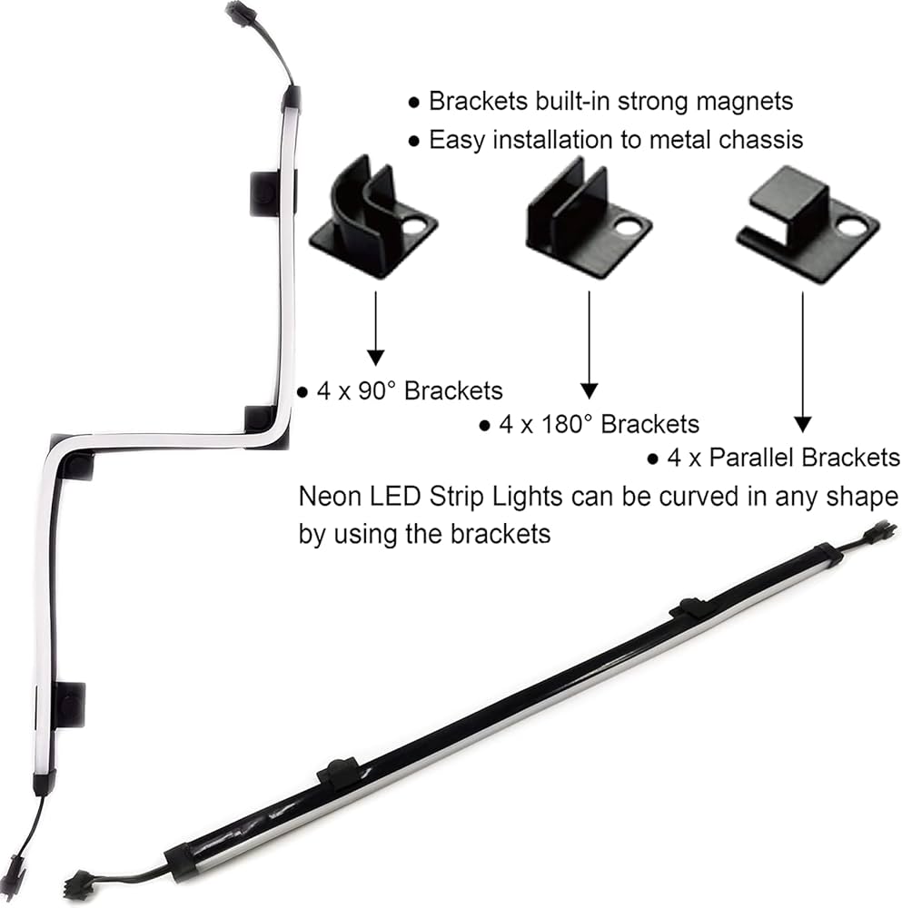 airgoo Addressable RGB PC LED Strip, AG-NEON-LS1 Diffused Silicon Rubber Tube Neon Strip, for 5V 3-pin argb Header or AG-DRGB16 SignalRGB Controller(Not Included), Come with Magnetic Brackets