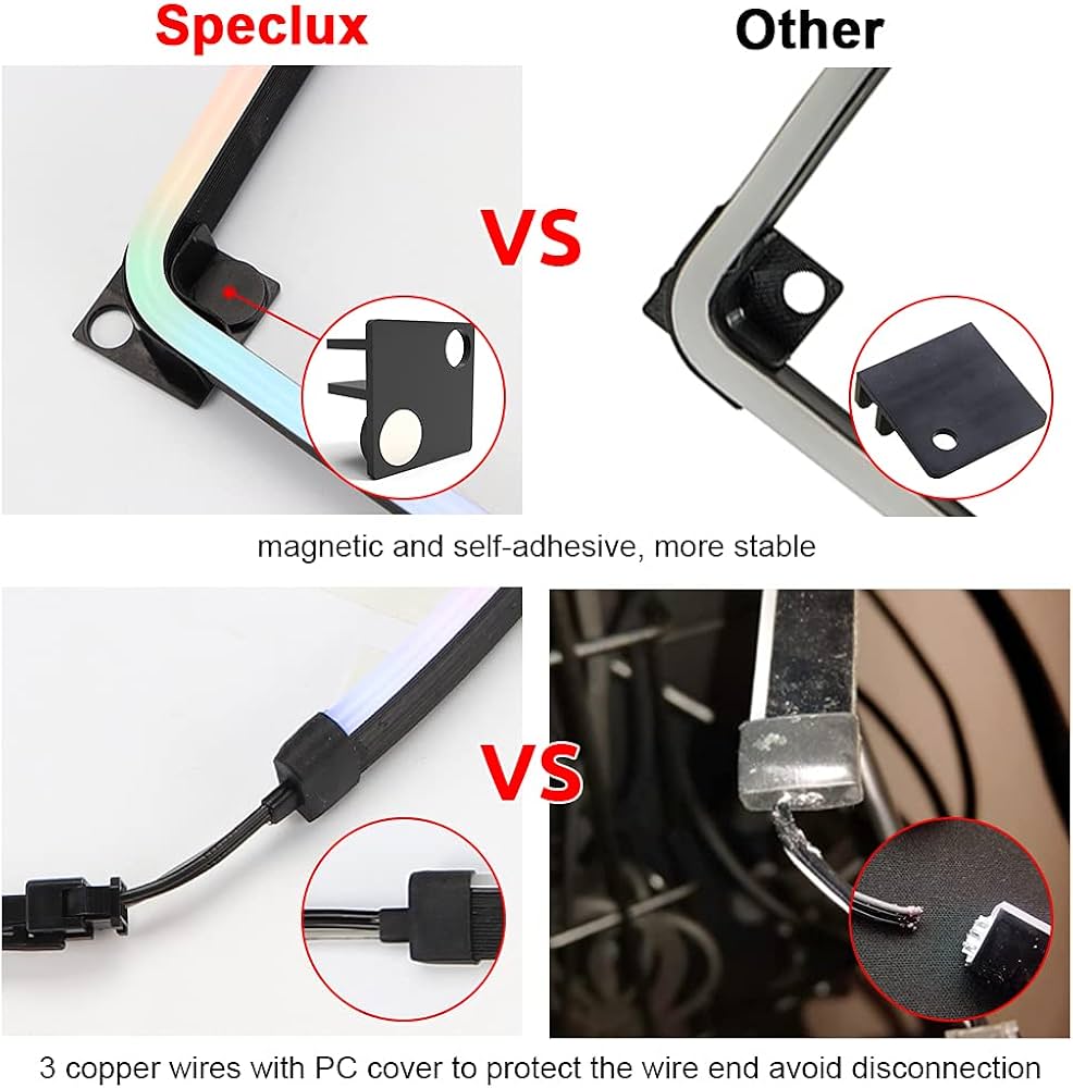 NEON Addressable RGB PC LED Strip, 2×15.7inch WS2812 RGB Rainbow Magnetic ARGB Strip for 5V 3-pin Aura SYNC, Gigabyte RGB Fusion, MSI Mystic Light Sync, with 12pcs Strong Magnetic Brackets