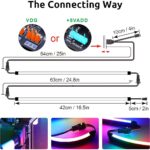 NEON Addressable RGB PC LED Strip, 2×15.7inch WS2812 RGB Rainbow Magnetic ARGB Strip for 5V 3-pin Aura SYNC, Gigabyte RGB Fusion, MSI Mystic Light Sync, with 12pcs Strong Magnetic Brackets