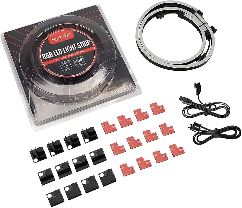 NEON Addressable RGB PC LED Strip, 2×15.7inch WS2812 RGB Rainbow Magnetic ARGB Strip for 5V 3-pin Aura SYNC, Gigabyte RGB Fusion, MSI Mystic Light Sync, with 12pcs Strong Magnetic Brackets