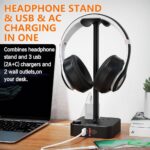 COZOO Headphone Stand with USB Charger Desktop Gaming Headset Holder Hanger with 3 USB Charging Station and 2 Outlets Power Strip,Suitable for Gaming, DJ,Wireless Earphone Display, Gamer Gifts for Men