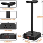 COZOO Headphone Stand with USB Charger Desktop Gaming Headset Holder Hanger with 3 USB Charging Station and 2 Outlets Power Strip,Suitable for Gaming, DJ,Wireless Earphone Display, Gamer Gifts for Men