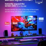 Monitor LED Backlights for PC & Mac, LED Strip Light Sync with Screen Color/Music, Computer Light Bar Behind Screen, LEDs for Desk Gaming, USB Port, Software Control, G100 (4-Side 27inch)