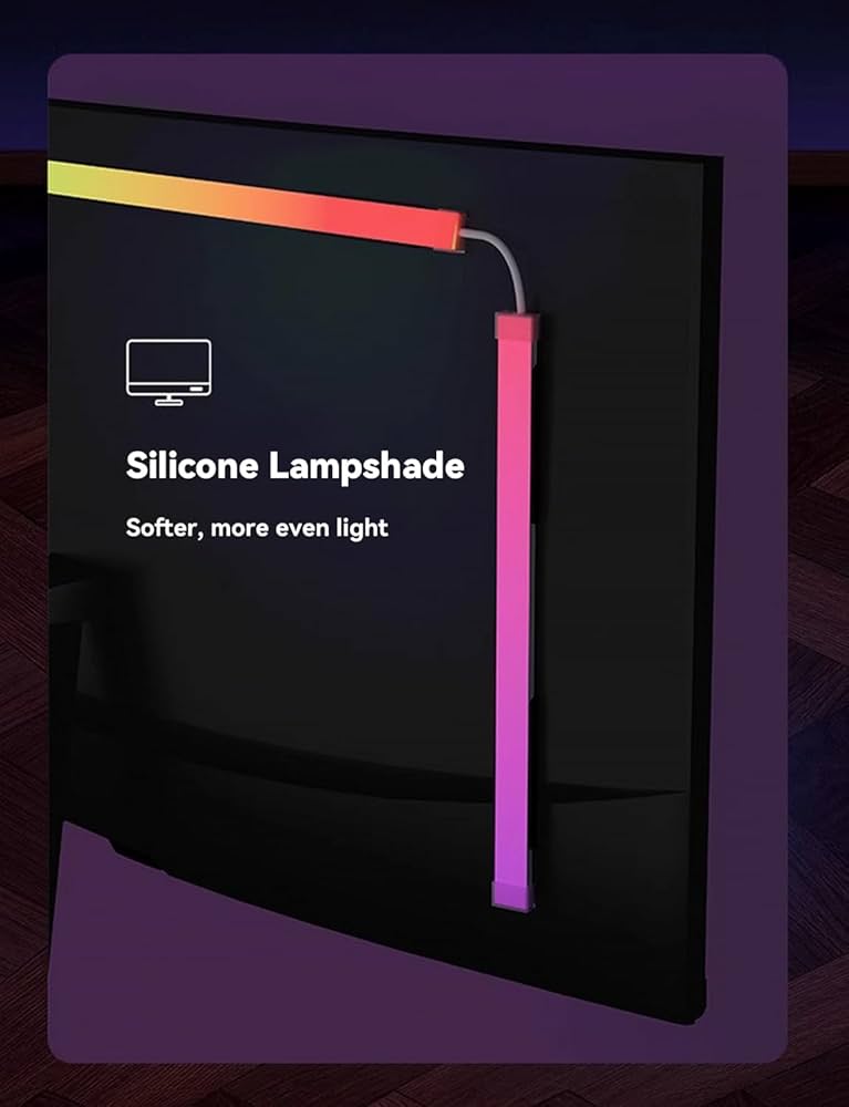 Monitor LED Backlights for PC & Mac, LED Strip Light Sync with Screen Color/Music, Computer Light Bar Behind Screen, LEDs for Desk Gaming, USB Port, Software Control, G100 (4-Side 27inch)