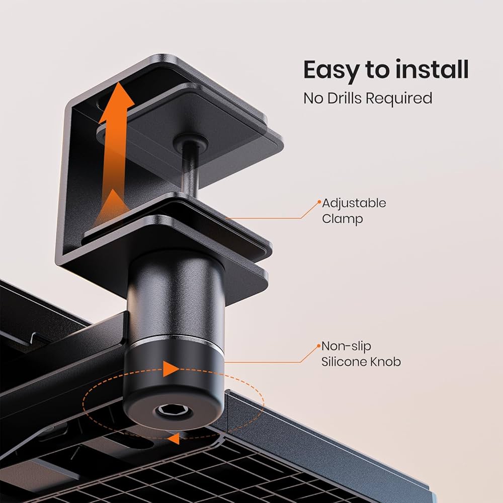Klearlook Keyboard Tray Under Desk with 360° Rotation, Ergonomic Computer Keyboard & Mouse Tray 25″W×11.02″D Sit Stand Desk Keyboard Holder w/Wrist Rest & Storage Drawer (Height is not Adjustable)