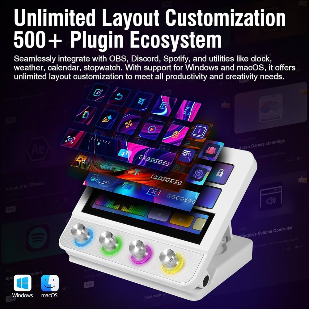 Macro Pad, Streaming Deck Stream Controller Soundboard Keypad, Programmable Keys USB Shortcut Keyboard for Gamer Streamer, Audio Mixer for OBS, YouTube, Office Desk Setup, PC, Mac