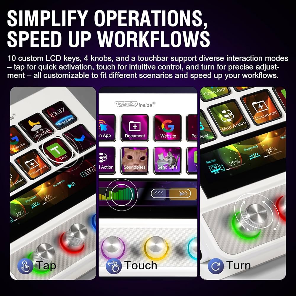 Macro Pad, Streaming Deck Stream Controller Soundboard Keypad, Programmable Keys USB Shortcut Keyboard for Gamer Streamer, Audio Mixer for OBS, YouTube, Office Desk Setup, PC, Mac