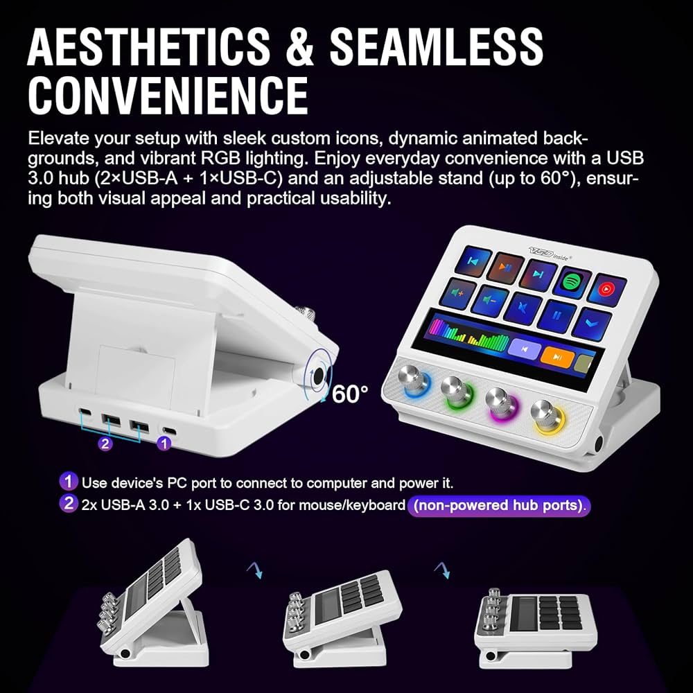 Macro Pad, Streaming Deck Stream Controller Soundboard Keypad, Programmable Keys USB Shortcut Keyboard for Gamer Streamer, Audio Mixer for OBS, YouTube, Office Desk Setup, PC, Mac