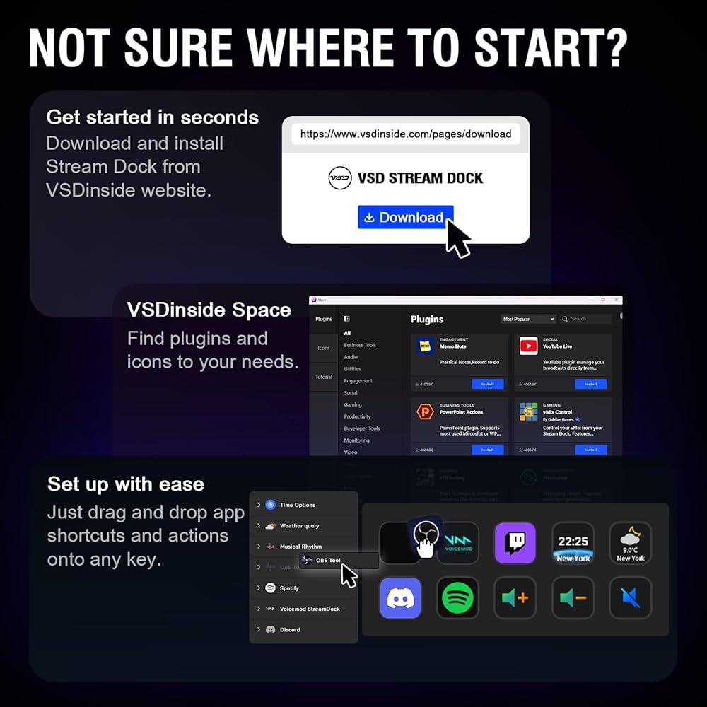 Macro Pad, Streaming Deck Stream Controller Soundboard Keypad, Programmable Keys USB Shortcut Keyboard for Gamer Streamer, Audio Mixer for OBS, YouTube, Office Desk Setup, PC, Mac