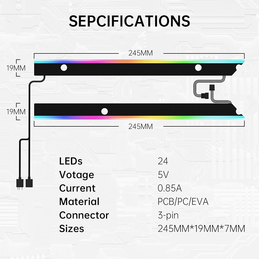 AsiaHorse ARGB Light Strip for Motherboard, 24 Independent Addressable RGB, 5V 3-pin Aura Sync, Lightsaber-X Led PC Parts Kit Compatible with Micro-ATX