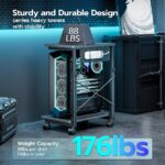 ARES WING Height Adjustable Computer Tower Stand, 2-Tier PC Tower Stand for Most PC, CPU Holder Cart with Locking Wheels for Gaming Home Office, 21.7″-33.5″ Height