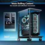 ARES WING Height Adjustable Computer Tower Stand, 2-Tier PC Tower Stand for Most PC, CPU Holder Cart with Locking Wheels for Gaming Home Office, 21.7″-33.5″ Height