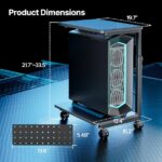 ARES WING Height Adjustable Computer Tower Stand, 2-Tier PC Tower Stand for Most PC, CPU Holder Cart with Locking Wheels for Gaming Home Office, 21.7″-33.5″ Height