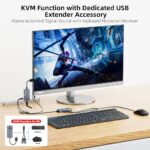 650Ft/200M Wireless USB-C to HDMI KVM Transmitter and Receiver Kit 1080P@60Hz Wireless KVM Long-Range USB Extender Support Screen Streaming & Keyboard/Mouse Signal Extension, PD100W Fast Charging