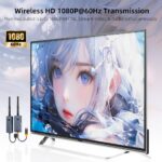 650Ft/200M Wireless USB-C to HDMI KVM Transmitter and Receiver Kit 1080P@60Hz Wireless KVM Long-Range USB Extender Support Screen Streaming & Keyboard/Mouse Signal Extension, PD100W Fast Charging