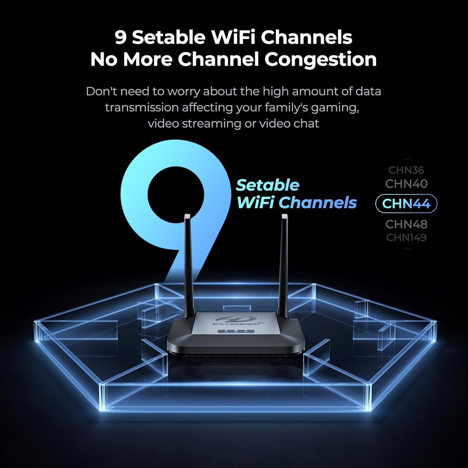 Wireless HDMI Transmitter and Receiver 4K 30HZ, 1000 FT, HDMI Loop-Out, IR Extend, Dual Cooling Systems, 9 Channels, 1 TX to 3 RXS, Streaming from STB, PC, DVD, CCTV to TV, Projector, Monitor