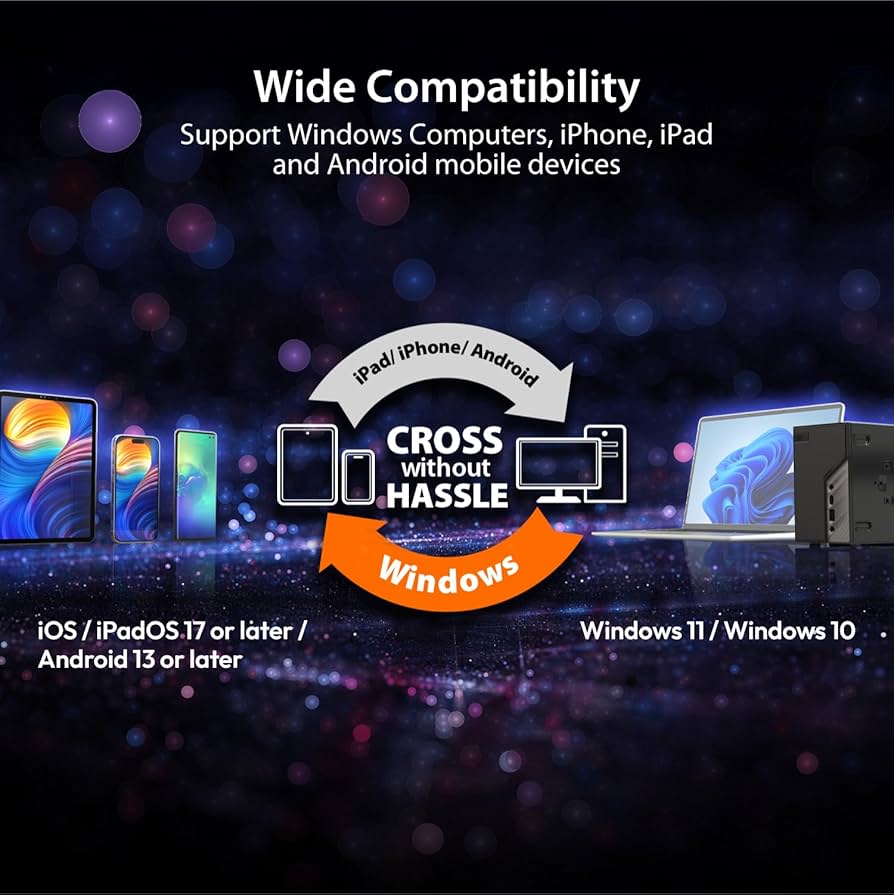 j5create AeroDrop CrossLink Wireless Dongle – Instant Share Files, Photos, Keyboard, Mouse, and Screen Between iPhone/iPad/Android and Windows Computer (JUAW22)
