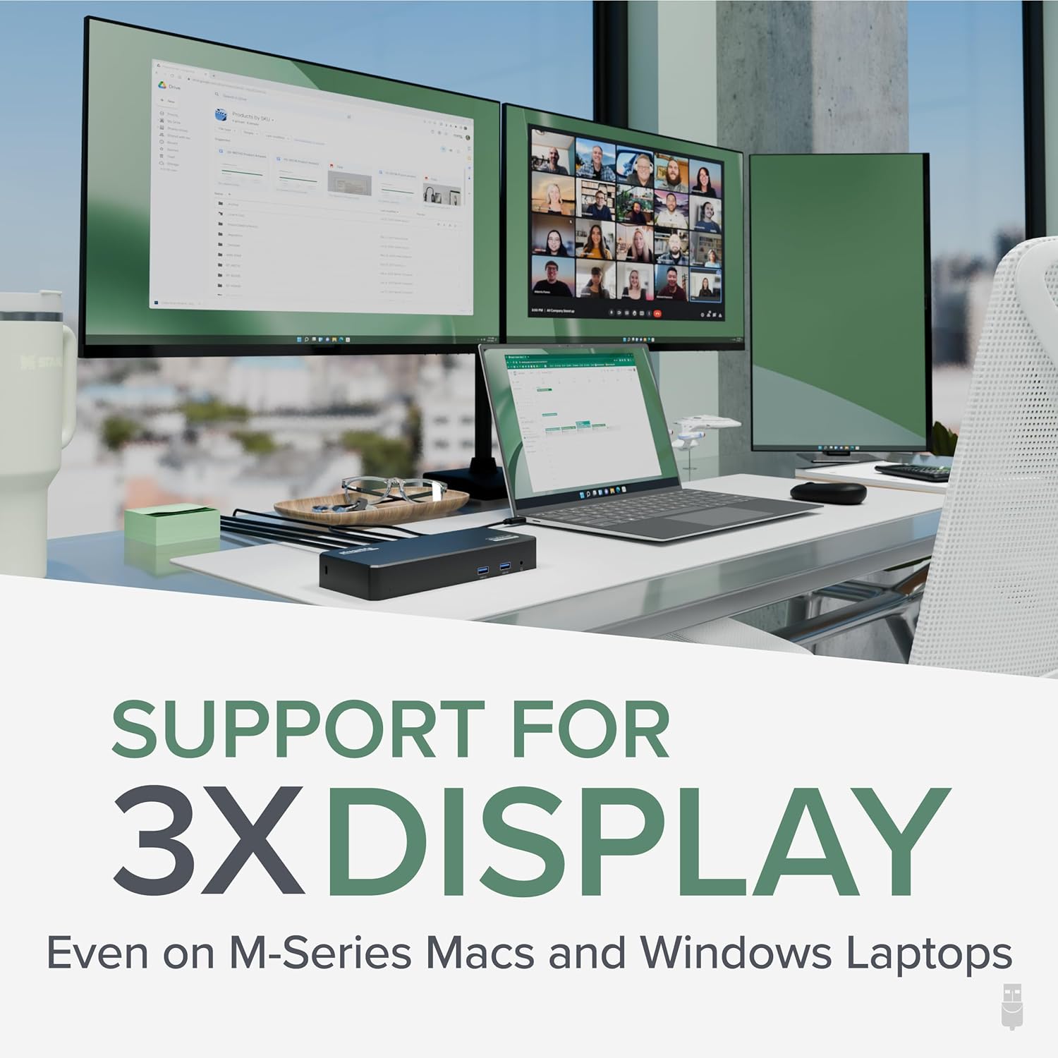 Plugable USB C Triple Display Docking Station | 100W PD, 3x HDMI (1x 4K 30Hz, 2x 1080p 60Hz), 6x USB 5Gbps Ports | Windows, macOS, ChromeOS Compatible – Enhance Productivity with Multi-Monitor Support