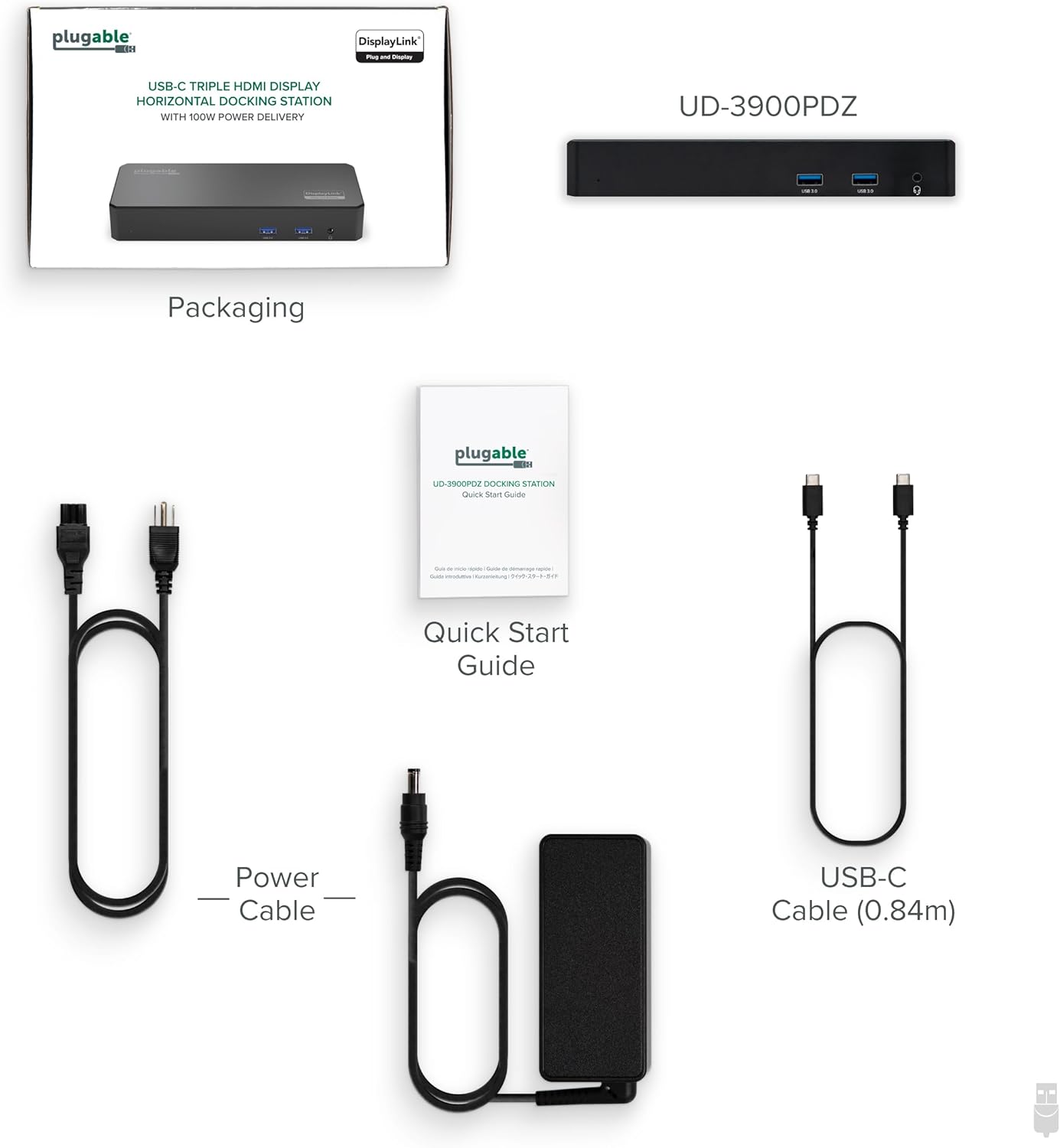 Plugable USB C Triple Display Docking Station | 100W PD, 3x HDMI (1x 4K 30Hz, 2x 1080p 60Hz), 6x USB 5Gbps Ports | Windows, macOS, ChromeOS Compatible – Enhance Productivity with Multi-Monitor Support