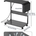 Adjustable Computer Tower Stand with Power Outlets & USB Charging,Heavy-Duty Rolling PC Stand,Under Desk CPU Holder Cart for ATX Case, Gaming PC, E-Sports & Home Office, Black
