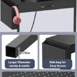 Adjustable Computer Tower Stand with Power Outlets & USB Charging,Heavy-Duty Rolling PC Stand,Under Desk CPU Holder Cart for ATX Case, Gaming PC, E-Sports & Home Office, Black