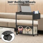 Adjustable Computer Tower Stand with Power Outlets & USB Charging,Heavy-Duty Rolling PC Stand,Under Desk CPU Holder Cart for ATX Case, Gaming PC, E-Sports & Home Office, Black