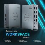 VisionTek VT7100 11in1 Docking Station Triple Monitor 4k – x2 HDMI, x1 DisplayPort, 100W PD Port, x4 3.1 USB-A, x2 USB-C, Audio Jack, & Ethernet – Compatible with Laptops and PC