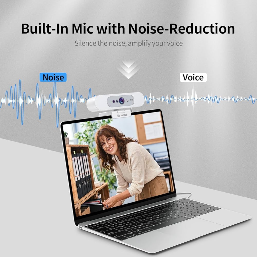 TOALLIN 4K UHD Webcam for PC, Windows Hello Compatible Web Camera, Facial Recognition, Autofocus, Built-in Mic & Privacy Shutter, USB Webcam for Laptop/Desktop, Online Meetings, Streaming, Video Calls