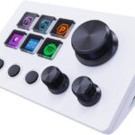 ActionRing Streaming Macro Keypad,Stream Controller Deck,Gaming Shortcut Keyboard, with Customizable 6 LCD Shortcut Keys, 3 Buttons and 3 Knobs, Trigger Actions in OBS/Twitch/YouTube, Windows 10/Mac14.0 (N3 White)