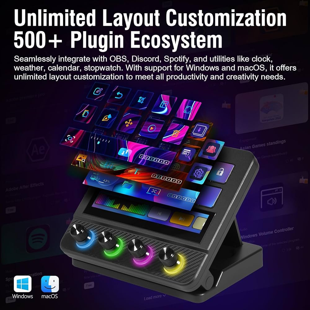 Macro Pad, Streaming Deck Stream Controller Soundboard Keypad, Programmable Keys USB Shortcut Keyboard for Gamer Streamer, Audio Mixer for OBS, YouTube, Office Desk Setup, PC, Mac