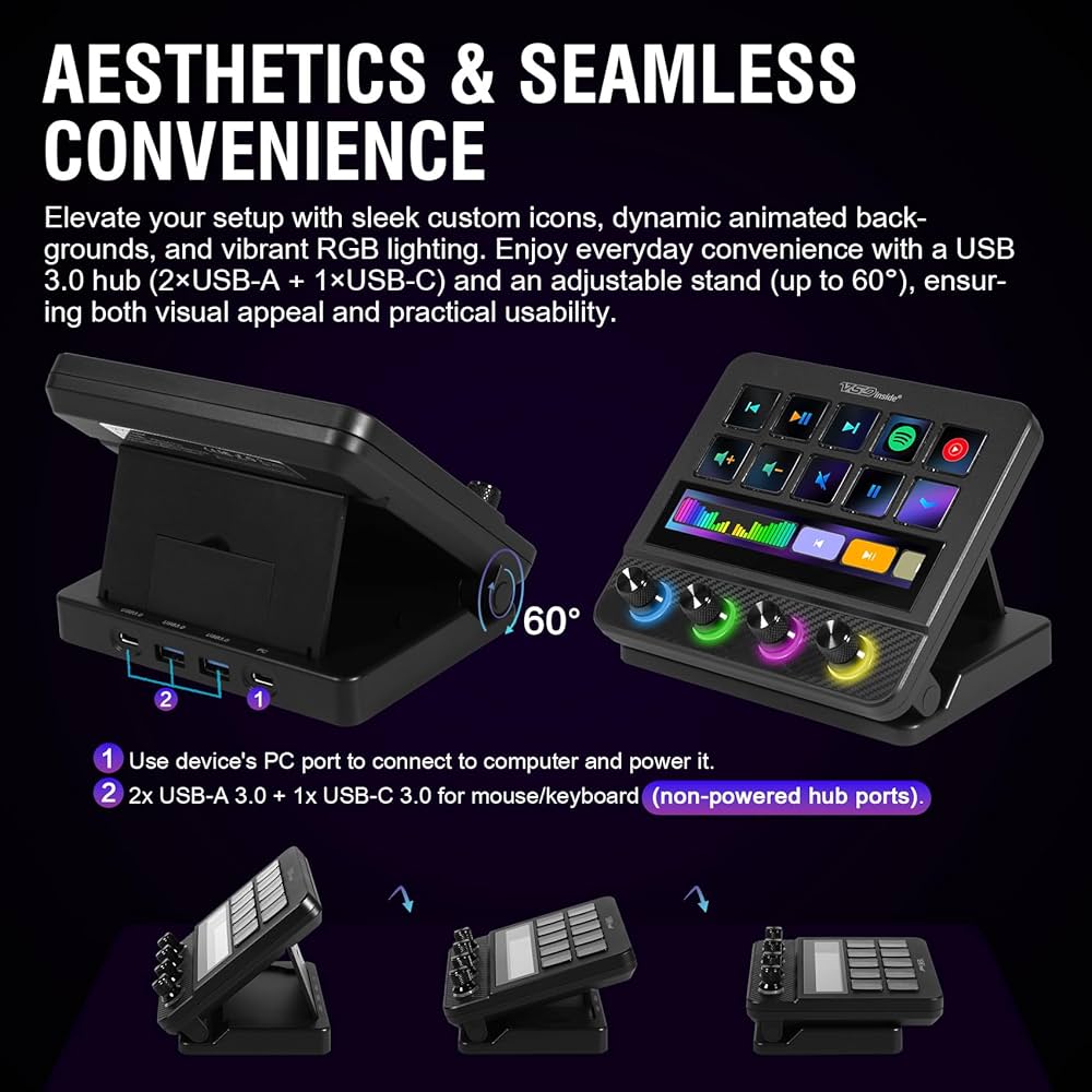 Macro Pad, Streaming Deck Stream Controller Soundboard Keypad, Programmable Keys USB Shortcut Keyboard for Gamer Streamer, Audio Mixer for OBS, YouTube, Office Desk Setup, PC, Mac