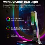 RGB Gaming Headset Stand with 2 USB and 1 Type-C Ports, Game Headphone Mount for PC Computer, Xbox One, Xbox Series S/X, PS5, PS4, Earphone Holder Hanger, Desk Gamer Accessories, Black&White