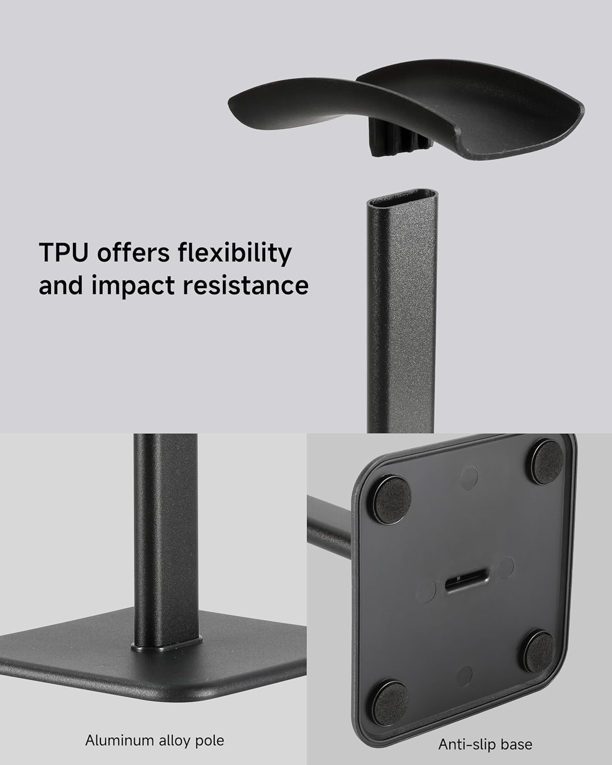 Headset Stand – Headphone Holder for Desk with Aluminum Hanger Compatible with All Over-Ear On-Ear Computer Xbox One PS5 PS4 PC Game Telephone Headsets (Black)