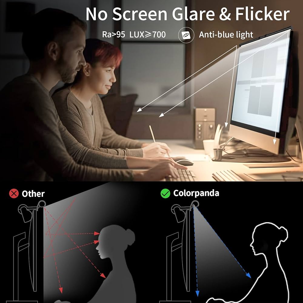 Monitor Light Bar, Fit for Curved/Flat Monitor, Eye-Care USB Reading LED Task Lamp with Touch Control, No Screen Glare Dimmable Desk Lamp Computer Monitor Light Bar for Screen Home Office