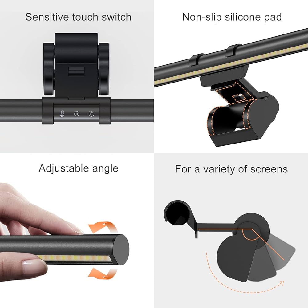 Monitor Light Bar, Fit for Curved/Flat Monitor, Eye-Care USB Reading LED Task Lamp with Touch Control, No Screen Glare Dimmable Desk Lamp Computer Monitor Light Bar for Screen Home Office