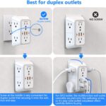 JcBlaon Outlet Extender Surge Protector – 6 Outlet Splitter with 4 USB Ports (2 USB C), Multiple Plug Expander Wall Charger, 3 Sided Multi Plug Wall Adapter Power Strip for Home Office Kitchen Travel