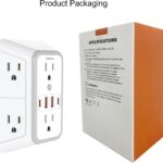 JcBlaon Outlet Extender Surge Protector – 6 Outlet Splitter with 4 USB Ports (2 USB C), Multiple Plug Expander Wall Charger, 3 Sided Multi Plug Wall Adapter Power Strip for Home Office Kitchen Travel