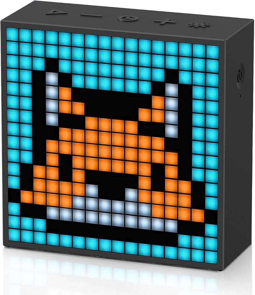 Divoom TimeBox Evo — Pixel Art Bluetooth Speaker with 16×16 LED Display APP Control – Cool Animation Frame & Gaming Room Setup & Bedside Alarm Clock- Black