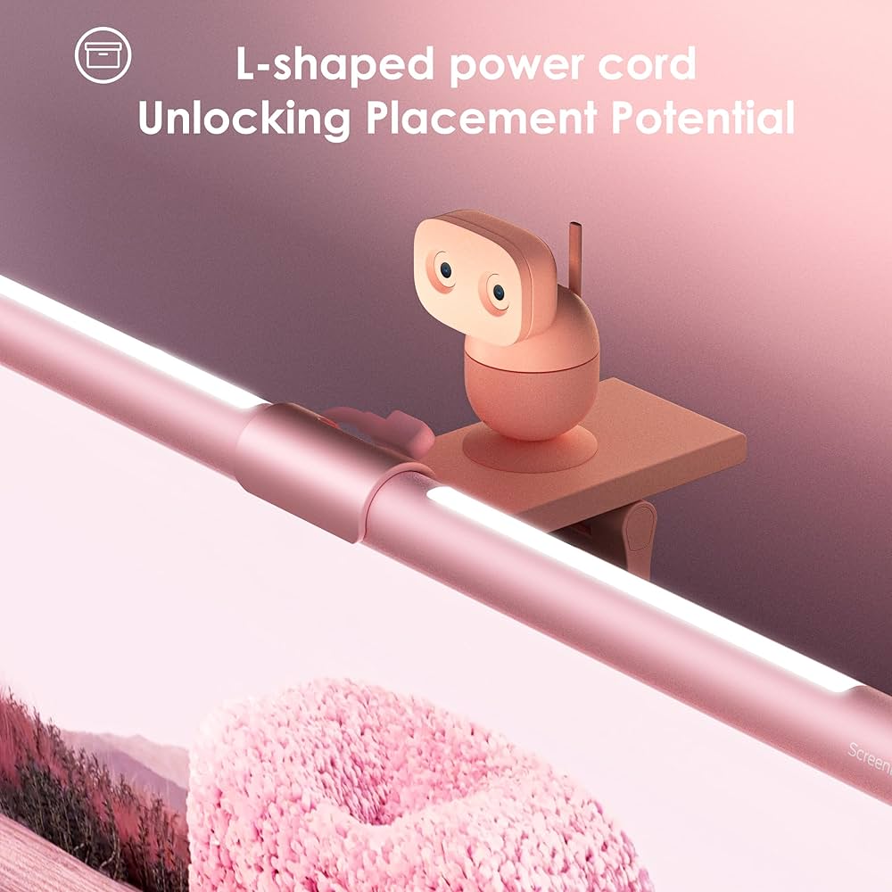 Quntis Pink Monitor Light Bar with Remote, Eye-Care No Glare, Space Saving Computer Desk Lamp As Gifts for Girls, Stepless Dimming, Modern Aesthetic Desk Light Bar for Home Office Gaming Reading