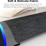 SOULION R30 Computer Speakers, USB Powered PC Speaker, Colorful LED Lights with Switch Button, 3.5mm Aux Surround Soundbar for Desktop Laptop Monitor Office Work Music Gray