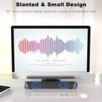 SOULION R30 Computer Speakers, USB Powered PC Speaker, Colorful LED Lights with Switch Button, 3.5mm Aux Surround Soundbar for Desktop Laptop Monitor Office Work Music Gray