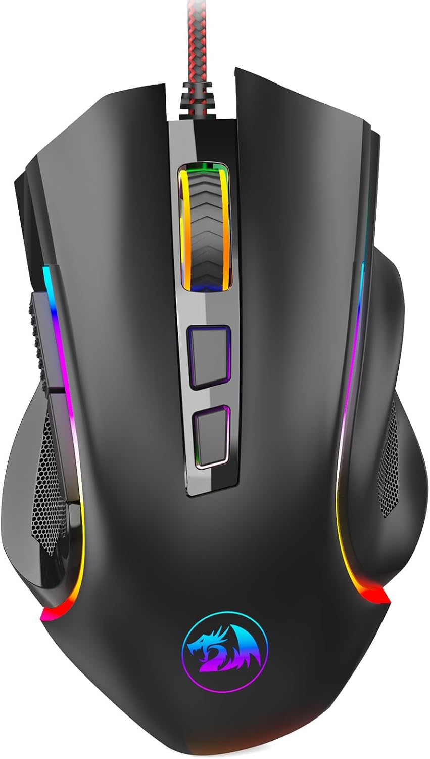Redragon M602 Gaming Mouse, Ergonomic RGB Gaming Mouse Wired with 7200 Adjustable DPI, 9 Programmable Buttons, Professional Software for Gamer Office [Black]