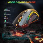 Redragon M602 Gaming Mouse, Ergonomic RGB Gaming Mouse Wired with 7200 Adjustable DPI, 9 Programmable Buttons, Professional Software for Gamer Office [Black]