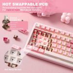 YUNZII B75 PRO Wireless Mechanical Keyboard,75% Layout with Knob,Hot Swap Gasket Custom Structure,Creamy Pre-lubed Switches,RGB Backlit,Bluetooth/Type-C/2.4G for Win/Mac(Cocoa Cream V2 Switch,Pink)