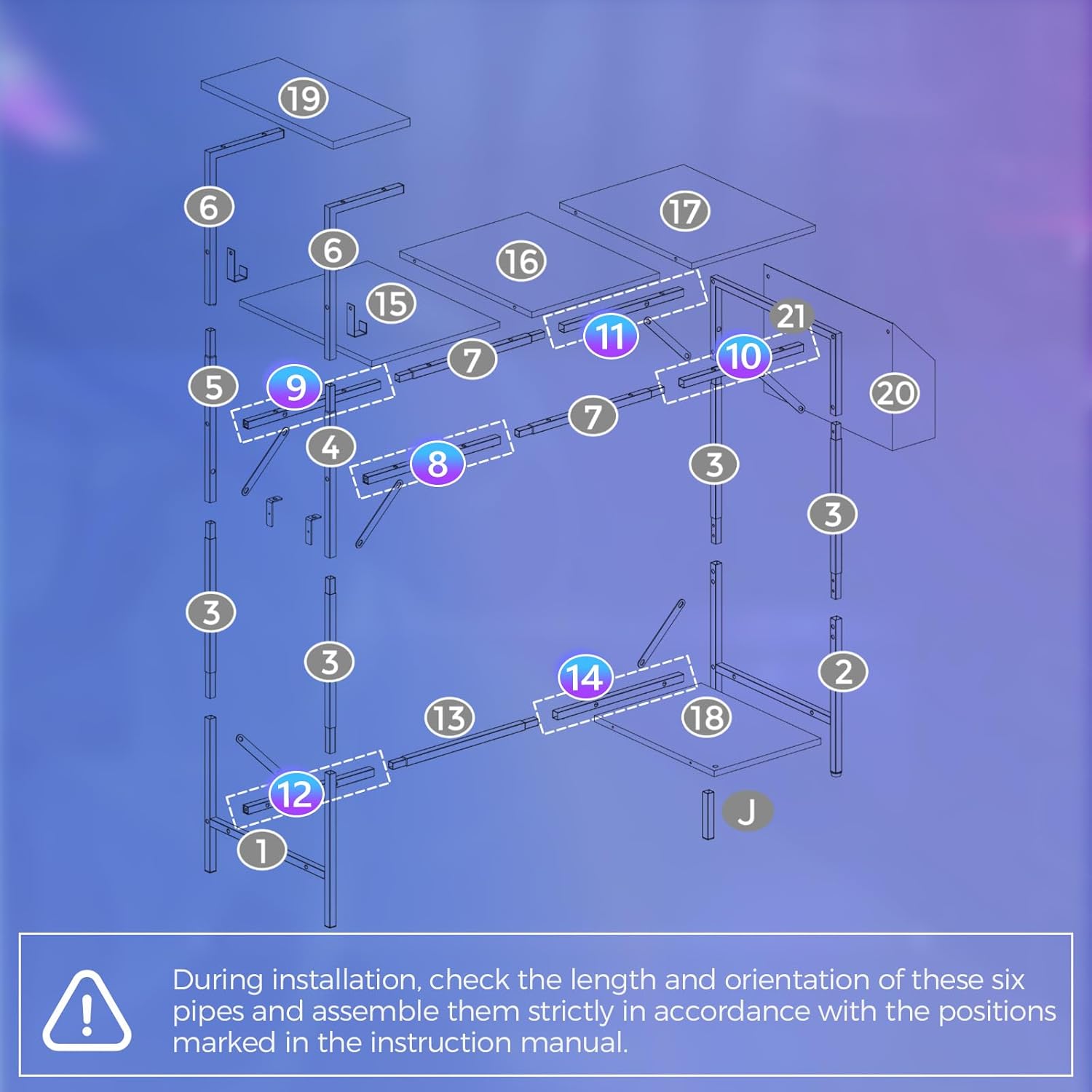 Gaming Desk, Computer Desk with Charging Station and LED Light, Small PC Desk with Side Storage Bag and Shelves, 2 Hooks, for Living Room, Home Office, Bedroom Black CDHS134E01