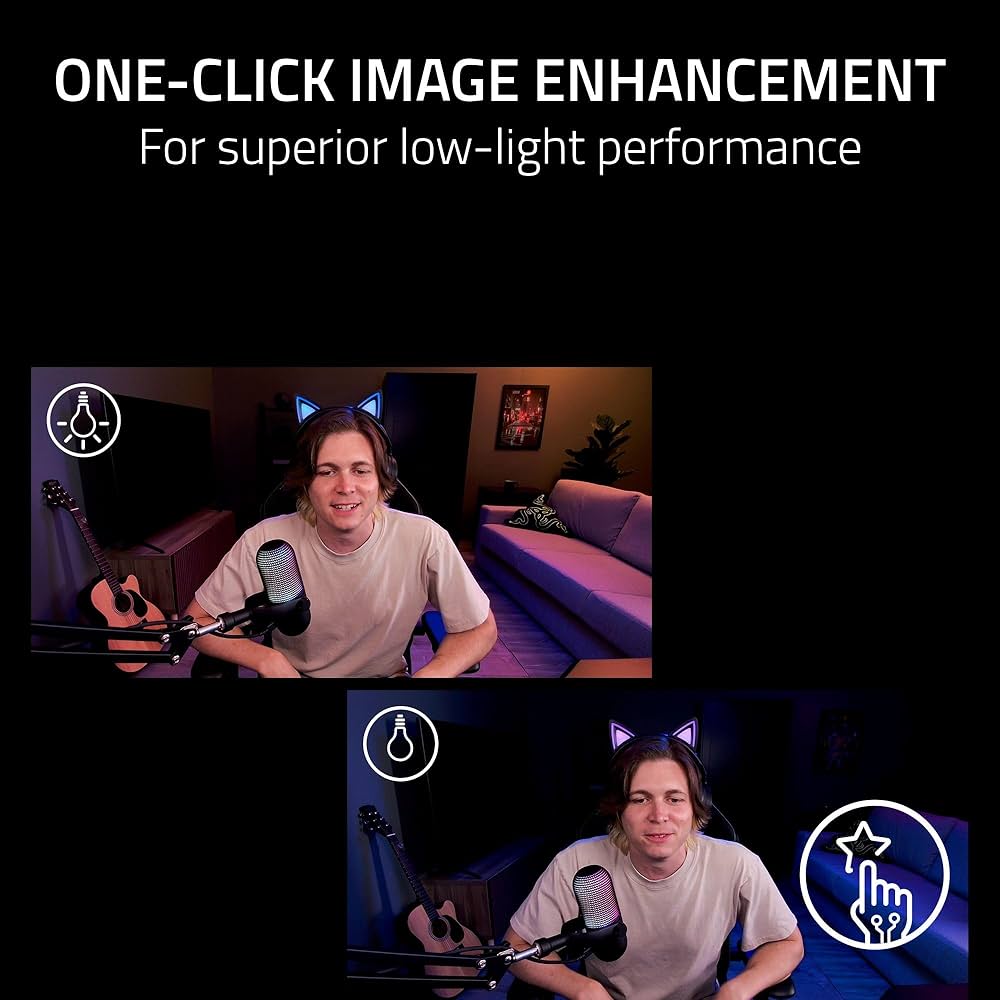 Razer Kiyo V2 Streaming Webcam: (4K 30, 1080p 60) FPS – AI Powered Auto-Framing – Built-in Microphone – Ultrawide Angle Lens – Privacy Cover – Works with OBS, Xsplit, Discord, Zoom, Teams – Black