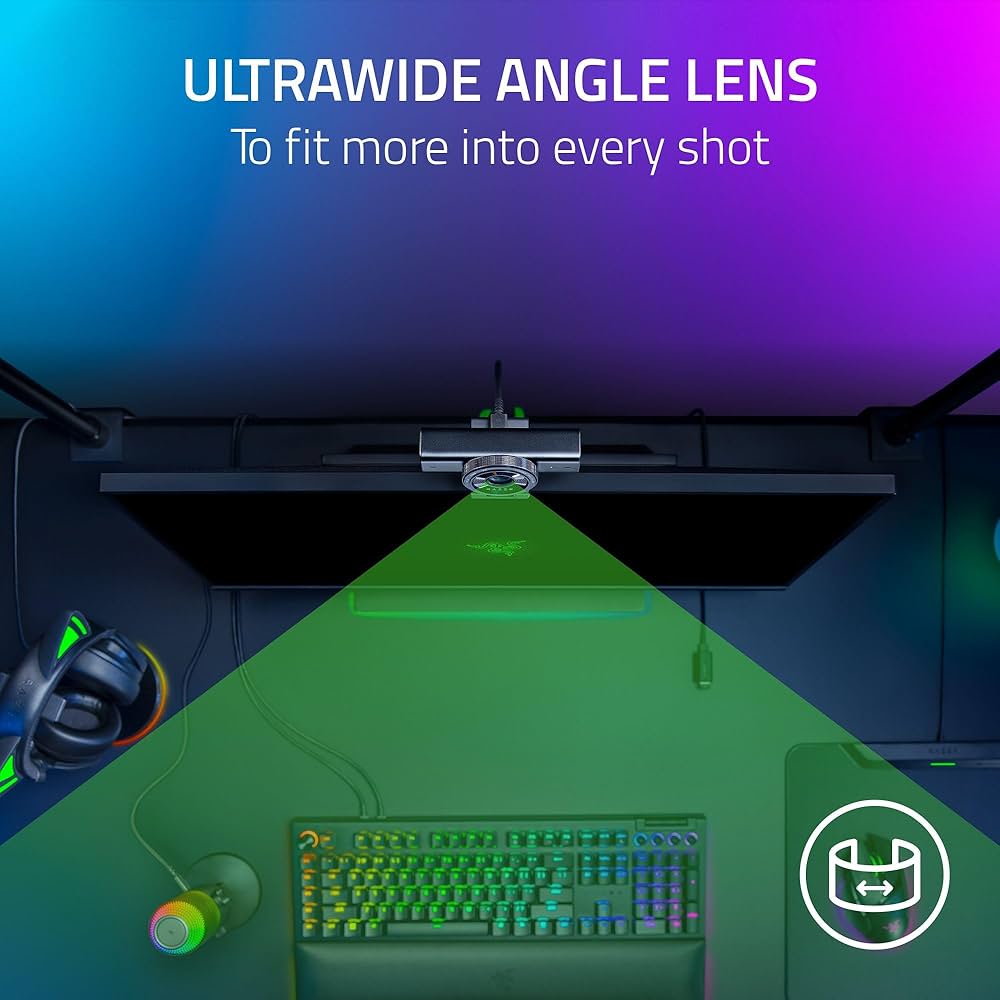 Razer Kiyo V2 Streaming Webcam: (4K 30, 1080p 60) FPS – AI Powered Auto-Framing – Built-in Microphone – Ultrawide Angle Lens – Privacy Cover – Works with OBS, Xsplit, Discord, Zoom, Teams – Black